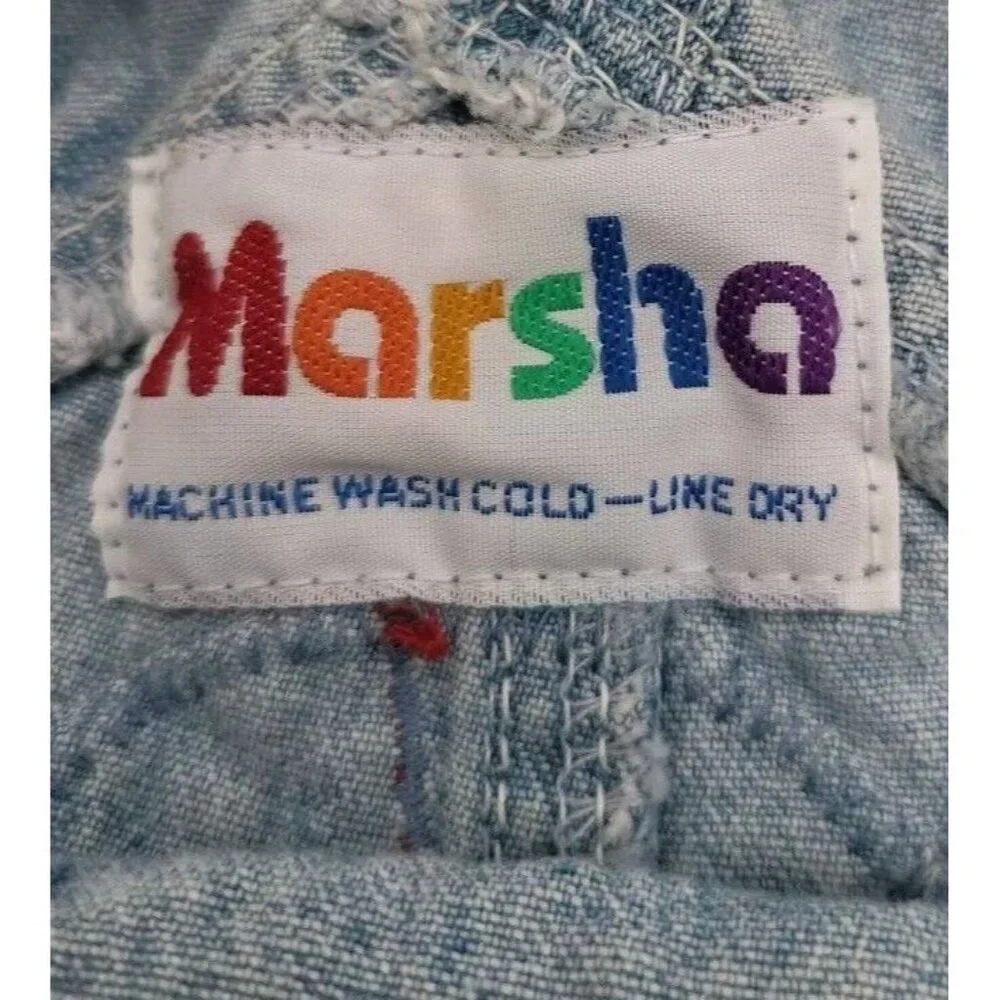 VTG Marsha Denim Custom Overalls Baseball‎ 18 M Embroidered MARSHA USA Vintage